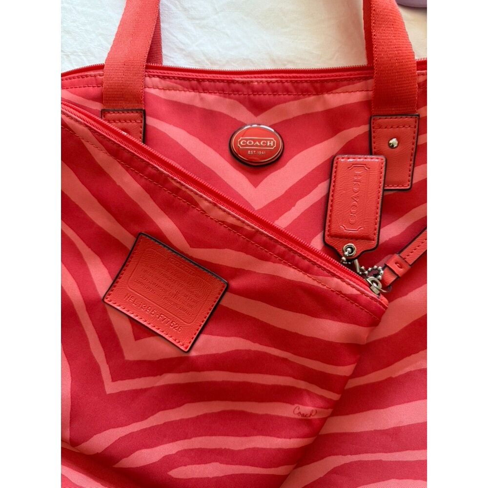 Coach Getaway Zebra Print Packable Weekender Tote with Matching Pouch